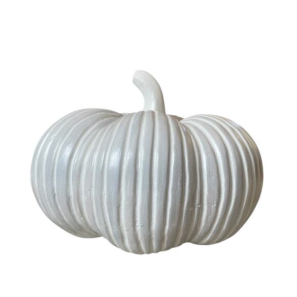 Large White Clay Pumpkin 13x10 Made in India New - Picture 11 of 15